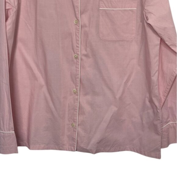 J Crew Front Button Pajama Shirt Womens Medium Pink Cotton Long Sleeves - Picture 4 of 8
